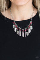 Feathered Ferocity Red Necklace