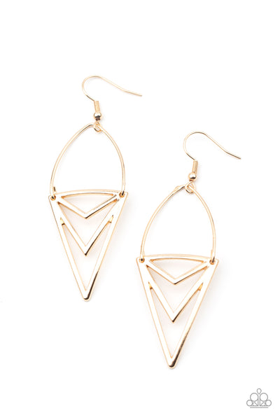 Proceed With Caution Gold Earrings