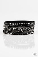 Rhinestone Rocker Black Bracelet