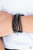 Rhinestone Rocker Black Bracelet