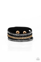 Rollin In Rhinestone Black Bracelet